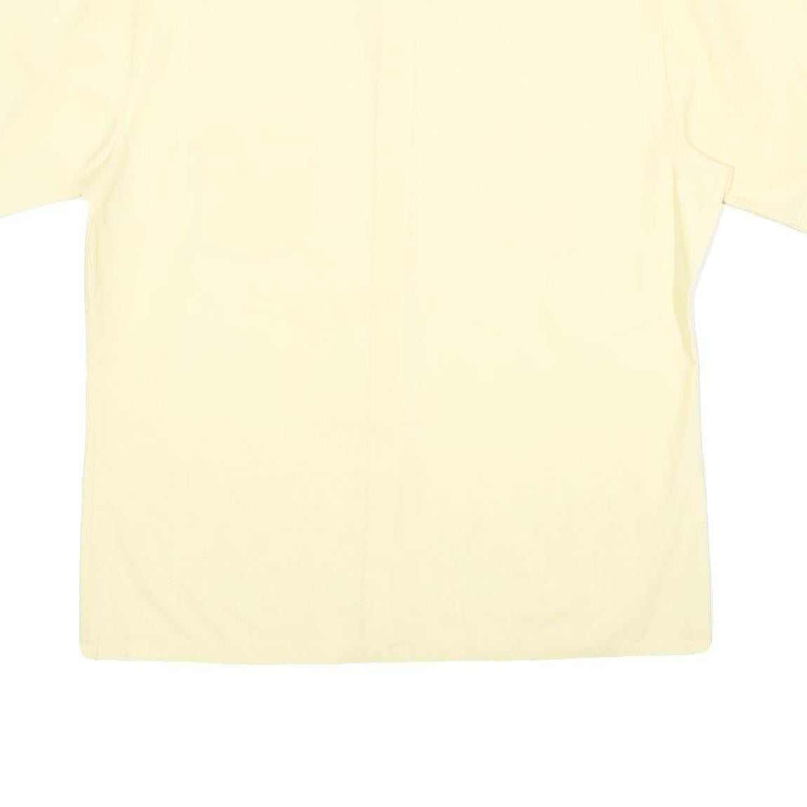 JC PENNEY Mens Cream Short Sleeve Button Shirt L Casual Polyester Blend