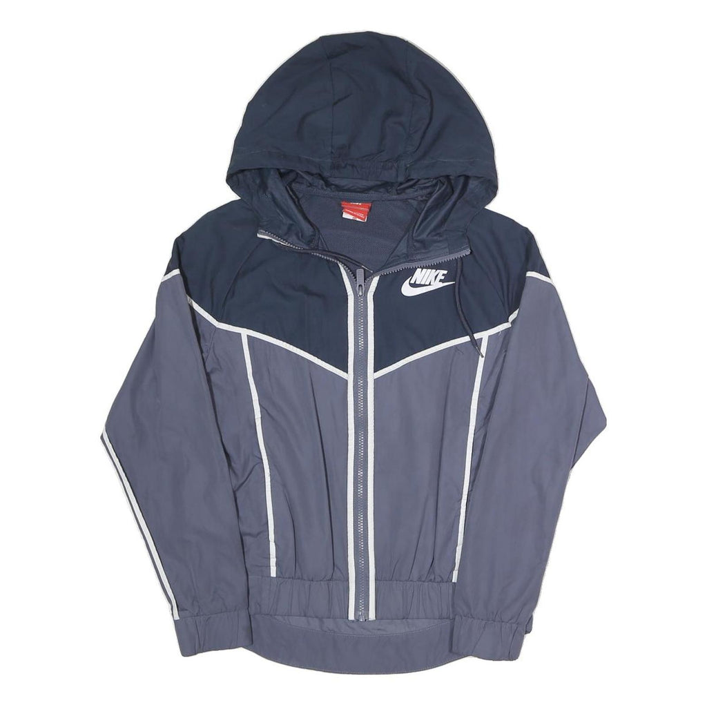 NIKE Womens Navy & Grey Zip Hooded Polyester Blend Jacket XS Sportswear