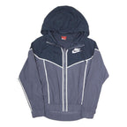 NIKE Womens Navy & Grey Zip Hooded Polyester Blend Jacket XS Sportswear