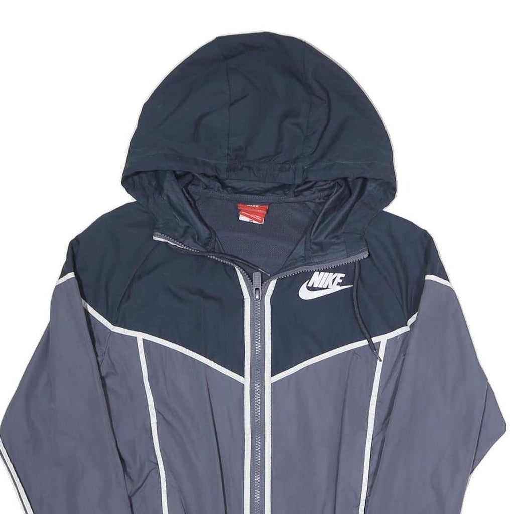 NIKE Womens Navy & Grey Zip Hooded Polyester Blend Jacket XS Sportswear