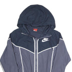 NIKE Womens Navy & Grey Zip Hooded Polyester Blend Jacket XS Sportswear