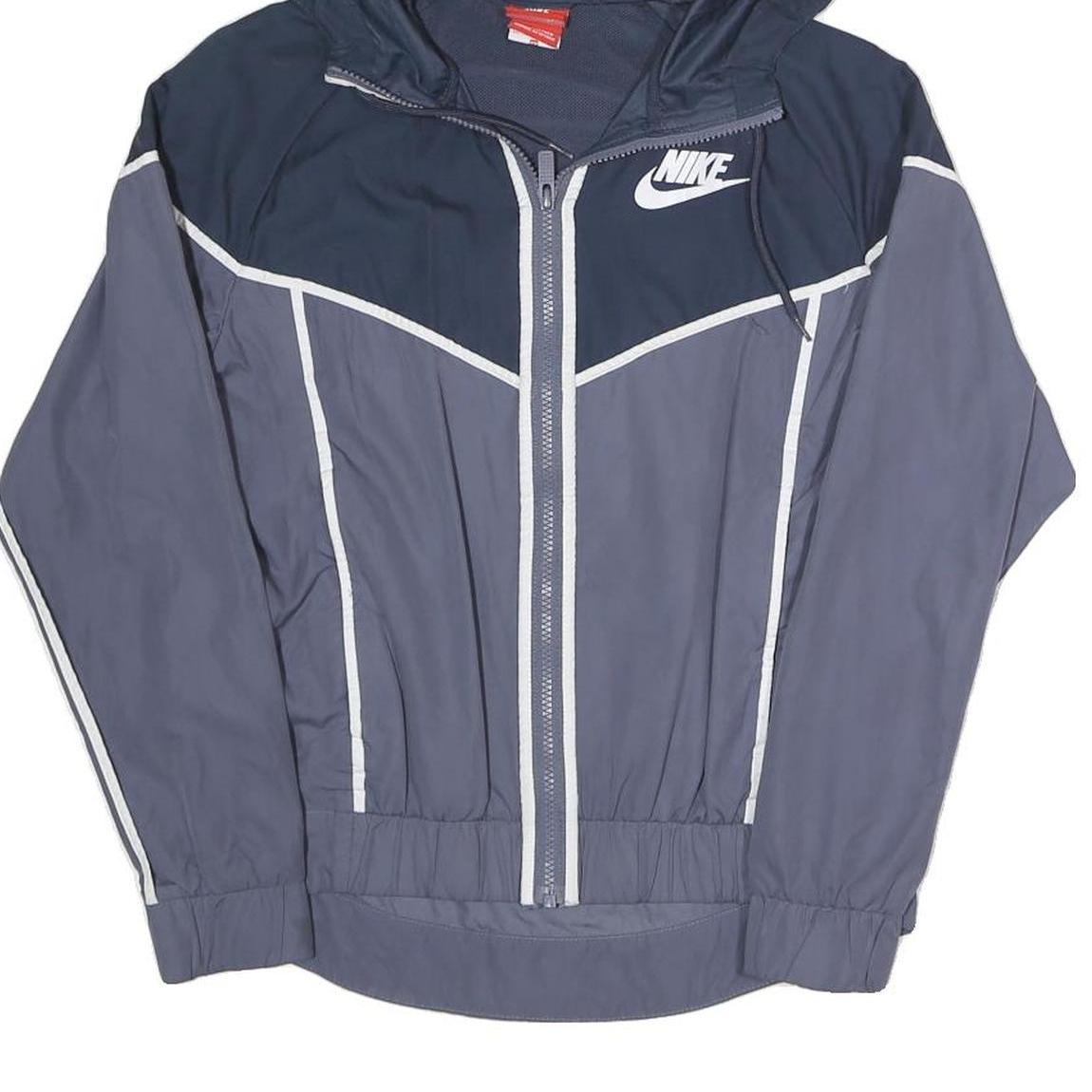 NIKE Womens Navy & Grey Zip Hooded Polyester Blend Jacket XS Sportswear