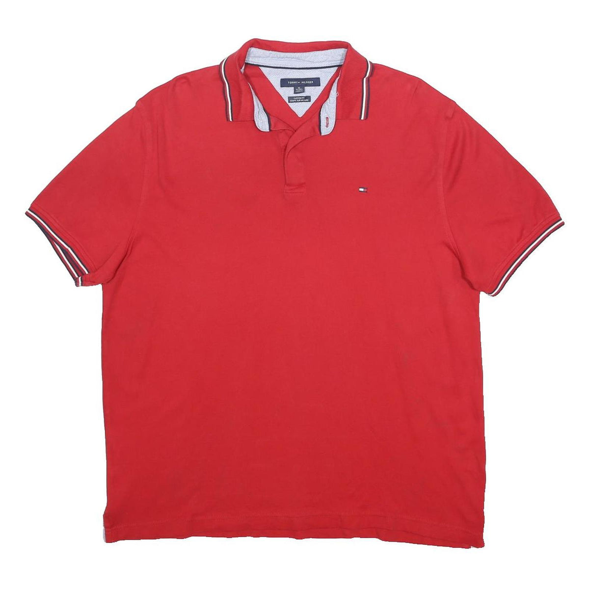 TOMMY HILFIGER Mens Red Polo Shirt XL Short Sleeve Cotton Classic Fit
