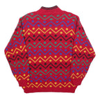 HI-OCTANE Womens Red Patterned Jumper Round Neck Basic Knit M Acrylic Comfort