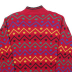 HI-OCTANE Womens Red Patterned Jumper Round Neck Basic Knit M Acrylic Comfort