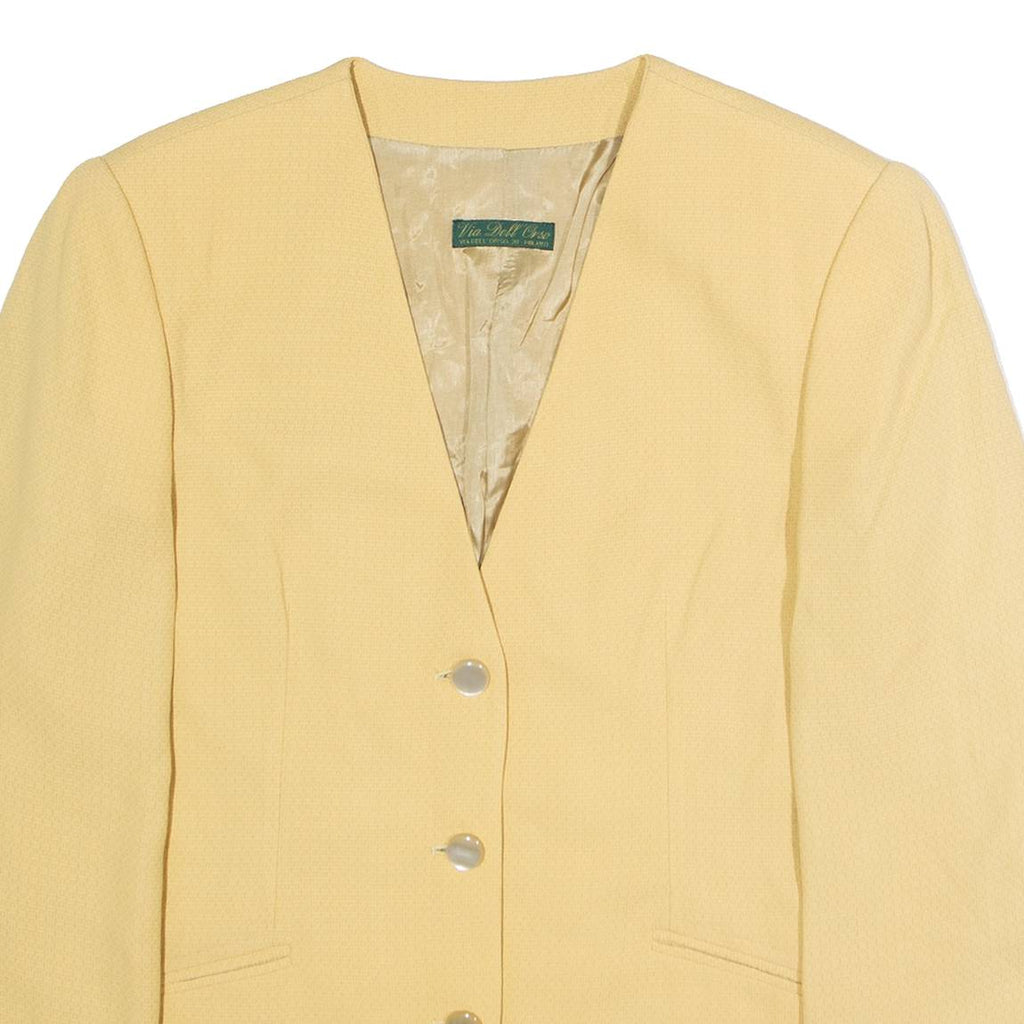 VIA DELL ORSO Womens Blazer Jacket Yellow 90s L