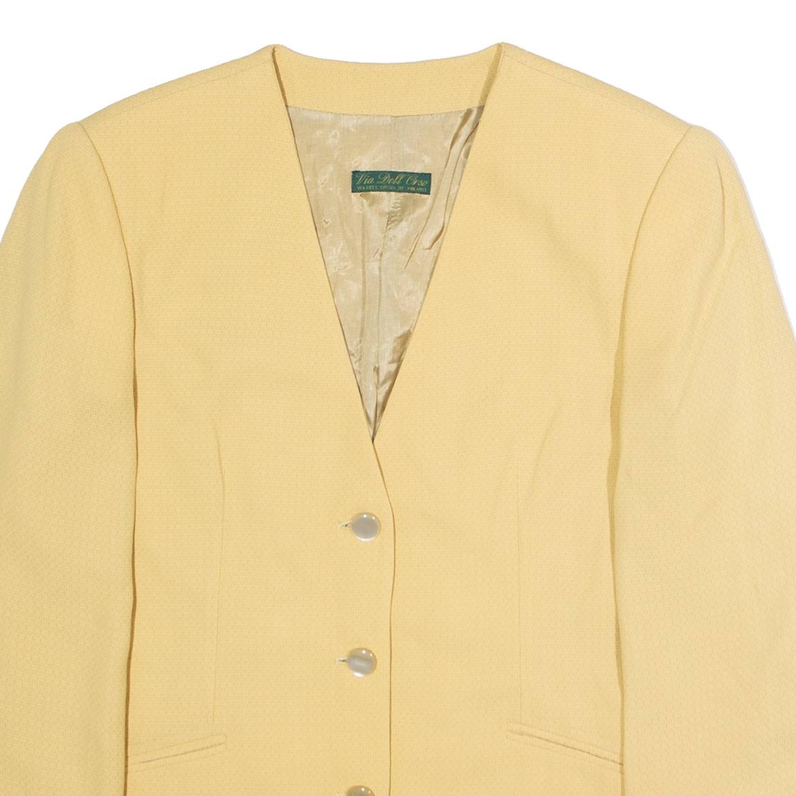 VIA DELL ORSO Womens Blazer Jacket Yellow 90s L