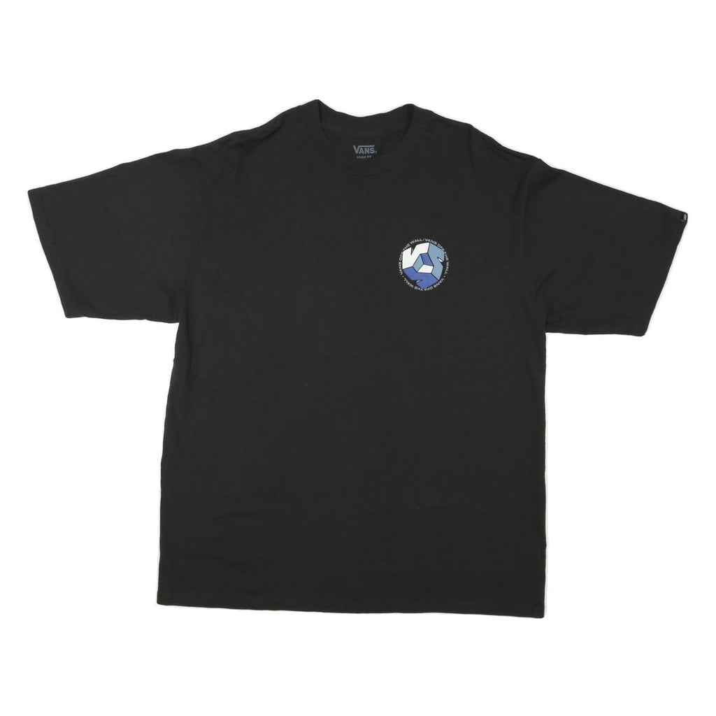VANS Mens Black & Blue Graphic T-Shirt M Short Sleeve Crew Neck Cotton Blend