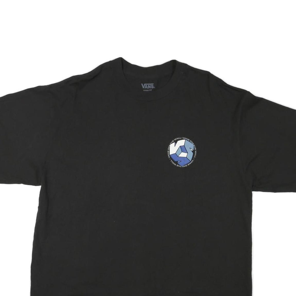 VANS Mens Black & Blue Graphic T-Shirt M Short Sleeve Crew Neck Cotton Blend