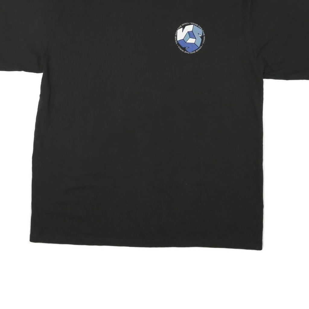 VANS Mens Black & Blue Graphic T-Shirt M Short Sleeve Crew Neck Cotton Blend