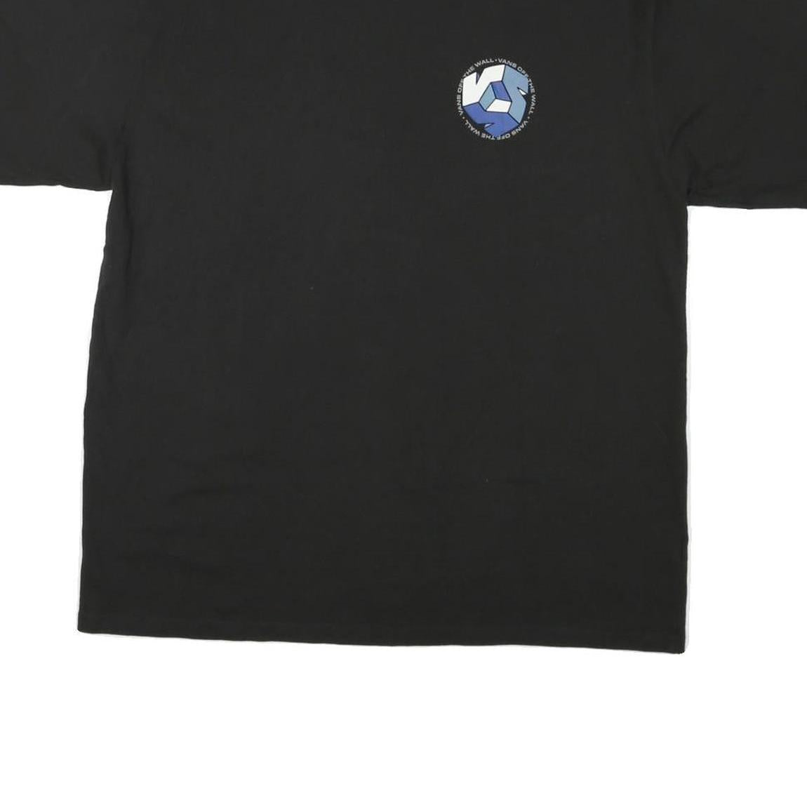 VANS Mens Black & Blue Graphic T-Shirt M Short Sleeve Crew Neck Cotton Blend