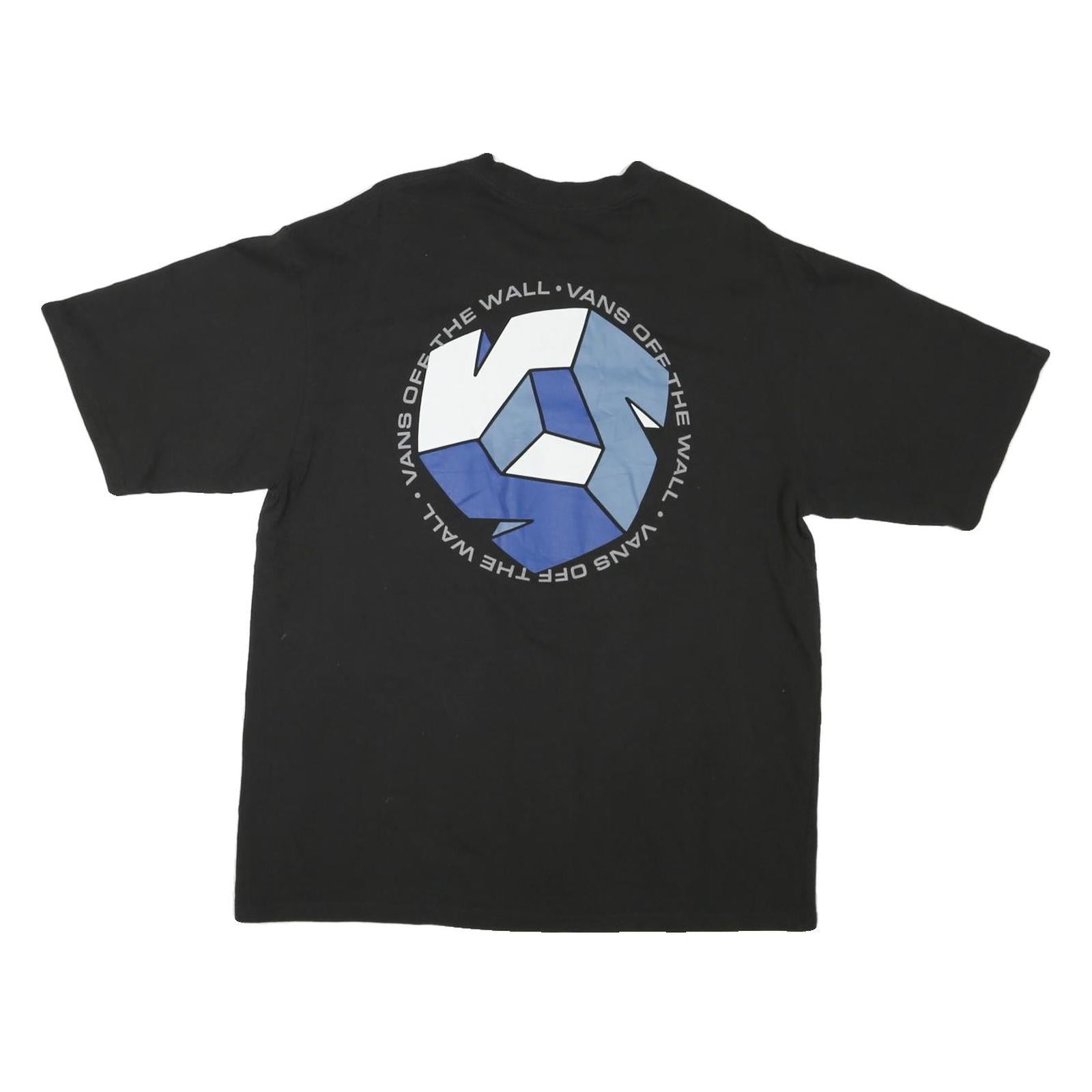 VANS Mens Black & Blue Graphic T-Shirt M Short Sleeve Crew Neck Cotton Blend