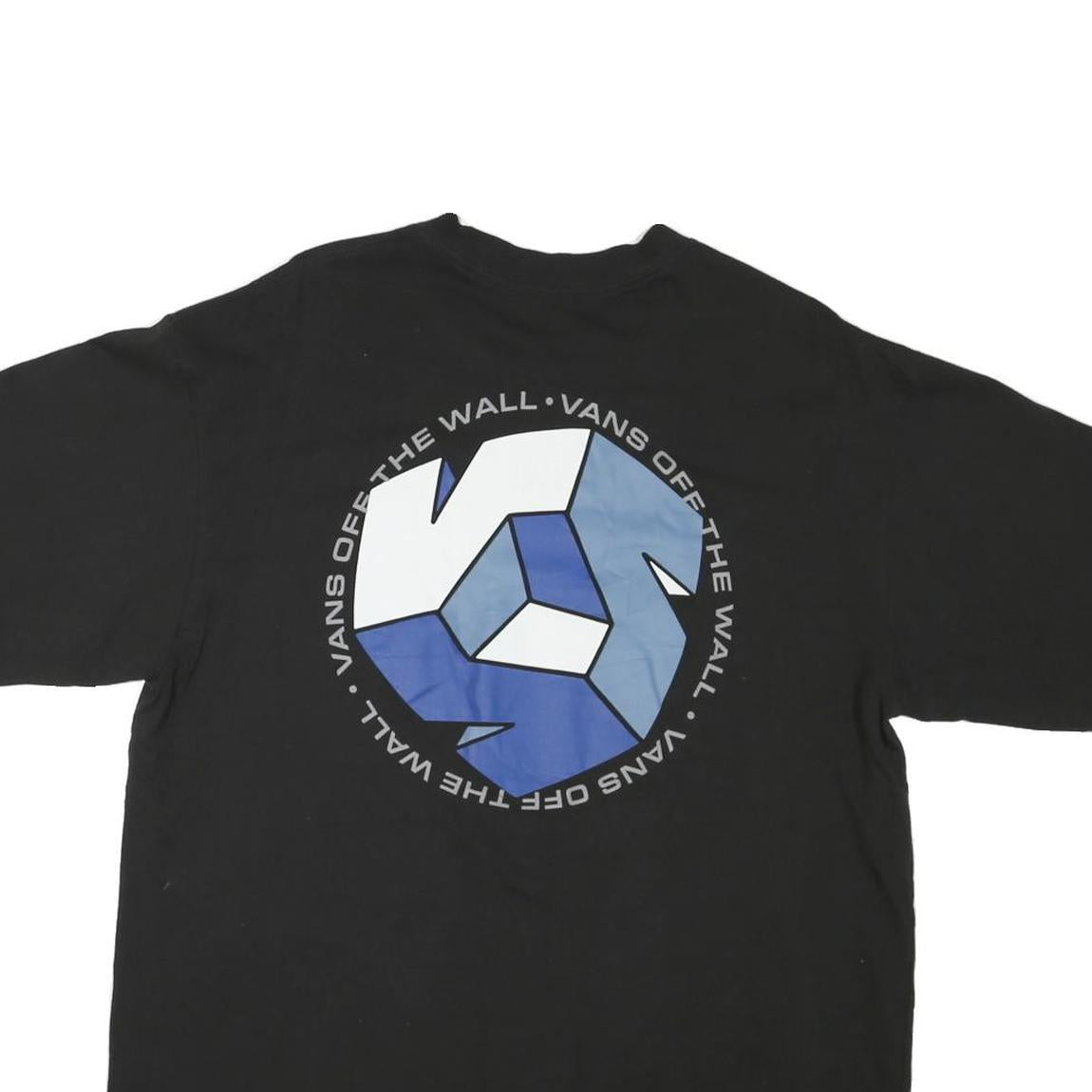 VANS Mens Black & Blue Graphic T-Shirt M Short Sleeve Crew Neck Cotton Blend