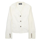 DOLCE & GABBANA Womens White Cotton Blend Button Jacket S Plain Stylish Elegant