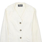 DOLCE & GABBANA Womens White Cotton Blend Button Jacket S Plain Stylish Elegant
