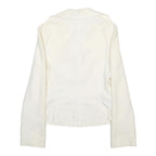 DOLCE & GABBANA Womens White Cotton Blend Button Jacket S Plain Stylish Elegant