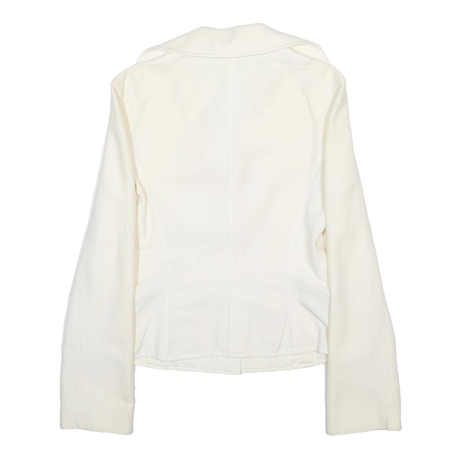 DOLCE & GABBANA Womens White Cotton Blend Button Jacket S Plain Stylish Elegant