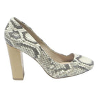 MASSIMO DUTTI Womens Snake Print Strappy Block Heel Leather UK 6 Stylish