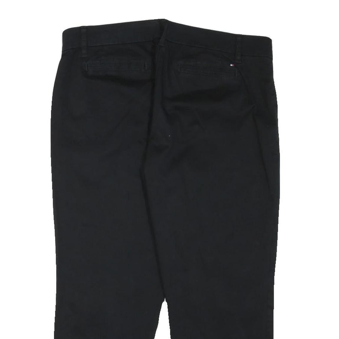 TOMMY HILFIGER Mens Cotton Blend Black Regular Fit Straight Leg Trousers W36 L25