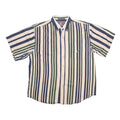 COLISEUM Mens Blue & Green Striped Shirt XL Button-Down Short Sleeve Casual