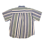 COLISEUM Mens Blue & Green Striped Shirt XL Button-Down Short Sleeve Casual