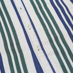 COLISEUM Mens Blue & Green Striped Shirt XL Button-Down Short Sleeve Casual
