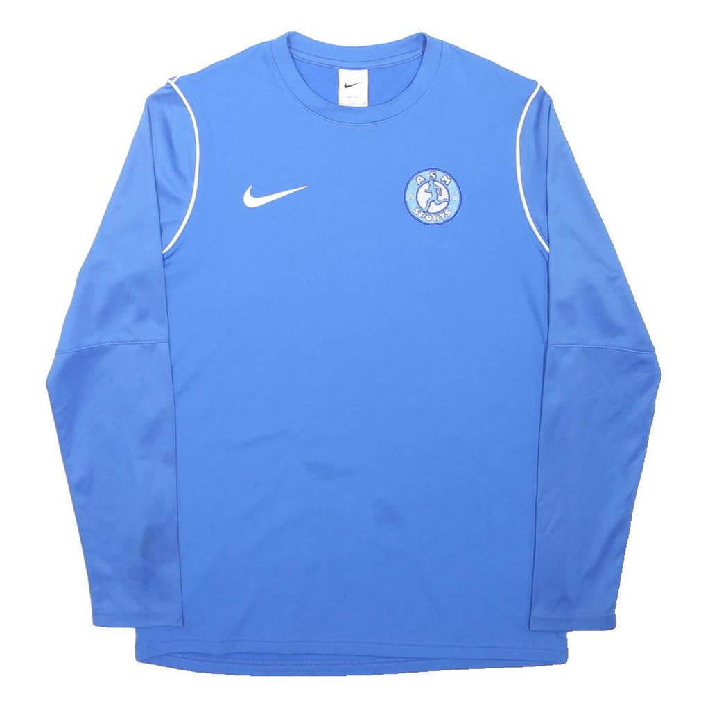 NIKE Mens Blue Long Sleeve Crew Neck Sports T-Shirt M Polyester Athletic