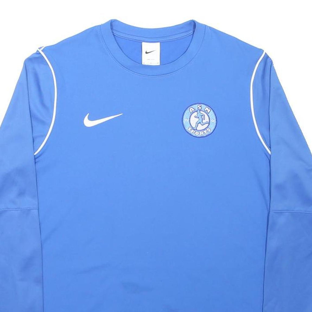 NIKE Mens Blue Long Sleeve Crew Neck Sports T-Shirt M Polyester Athletic