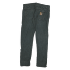 CARHARTT Mens Cotton Blend Black Slim Straight Trousers W32 L30 Workwear Button