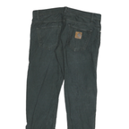 CARHARTT Mens Cotton Blend Black Slim Straight Trousers W32 L30 Workwear Button