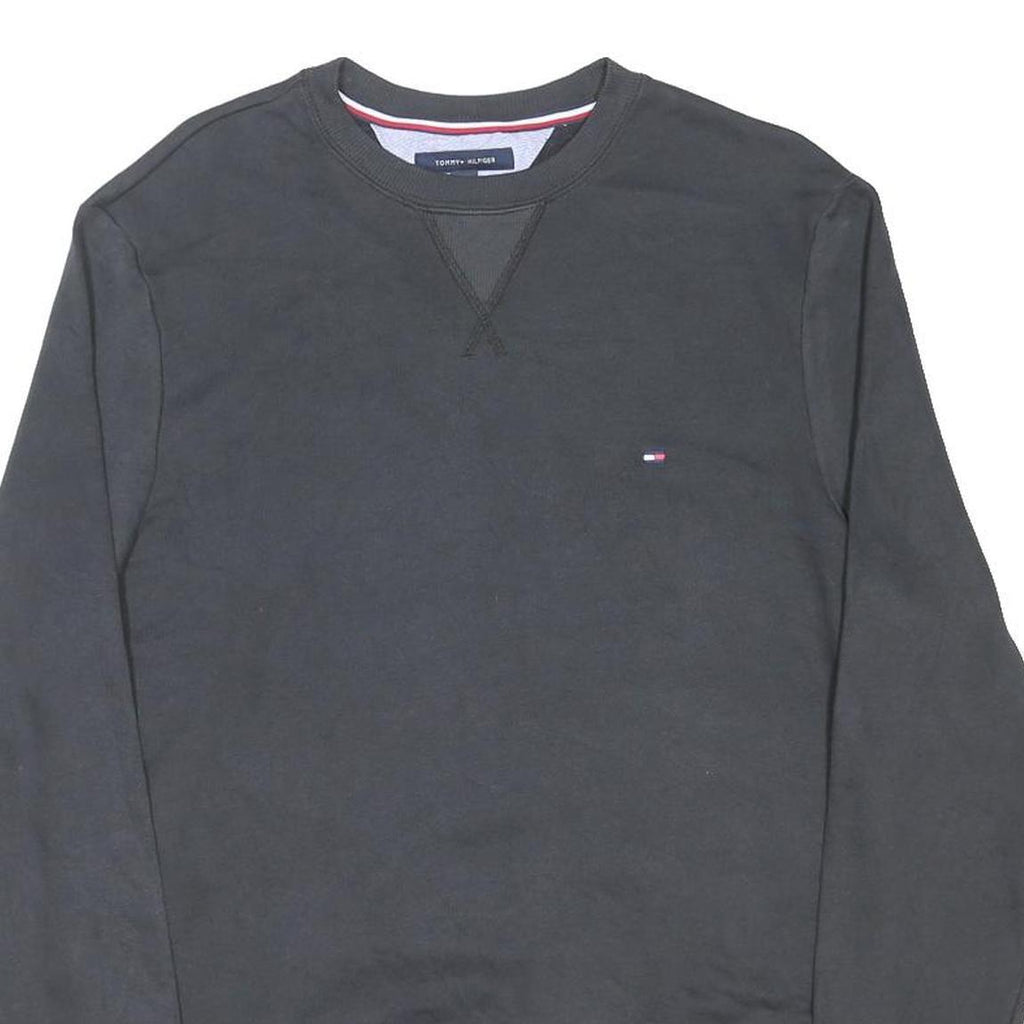 TOMMY HILFIGER Mens Black Sweatshirt Crew Neck S Cotton Blend Comfortable