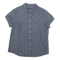 TOMMY HILFIGER Womens Blue Polka Dot Shirt L Cotton Blend Casual Short Sleeve