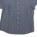 TOMMY HILFIGER Womens Blue Polka Dot Shirt L Cotton Blend Casual Short Sleeve