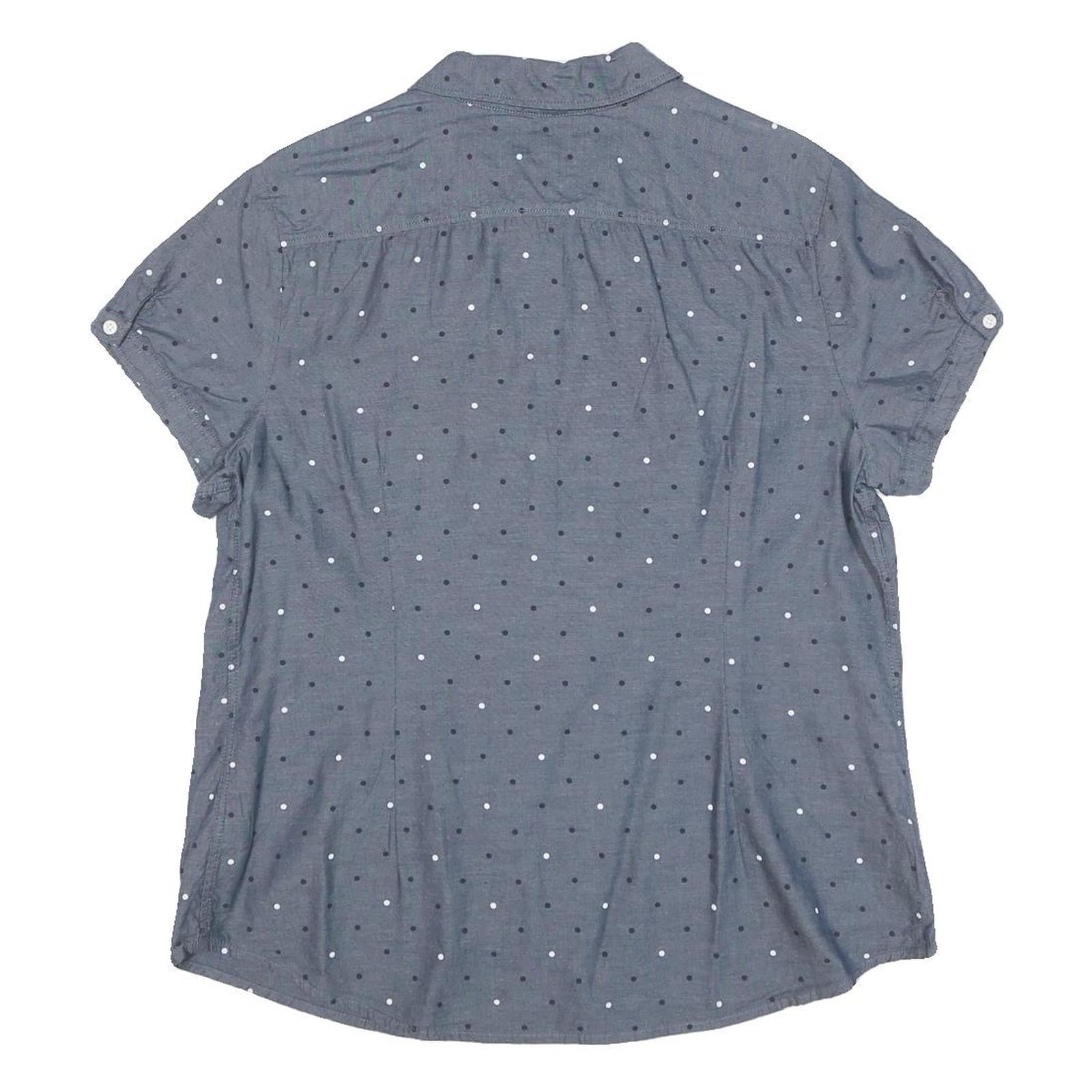 TOMMY HILFIGER Womens Blue Polka Dot Shirt L Cotton Blend Casual Short Sleeve