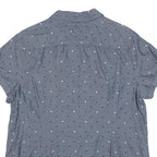 TOMMY HILFIGER Womens Blue Polka Dot Shirt L Cotton Blend Casual Short Sleeve