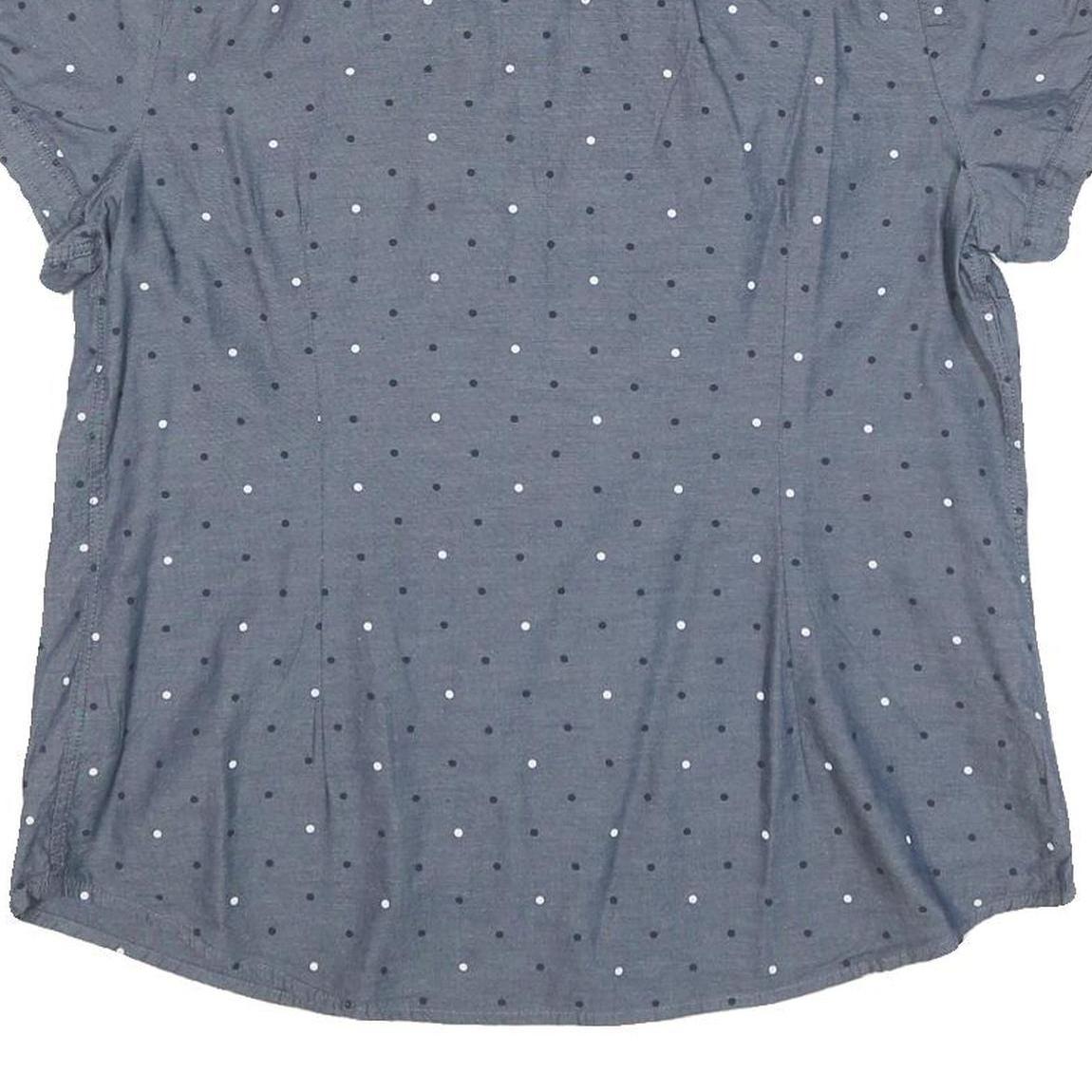 TOMMY HILFIGER Womens Blue Polka Dot Shirt L Cotton Blend Casual Short Sleeve