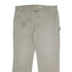 CARHARTT Mens Relaxed Fit Beige Cotton Blend Trouser W38 L30 Workwear Zip