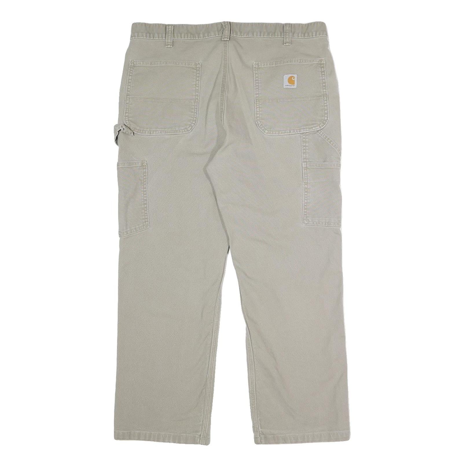 CARHARTT Mens Relaxed Fit Beige Cotton Blend Trouser W38 L30 Workwear Zip