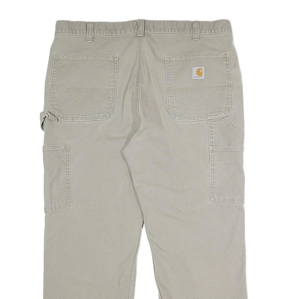 CARHARTT Mens Relaxed Fit Beige Cotton Blend Trouser W38 L30 Workwear Zip
