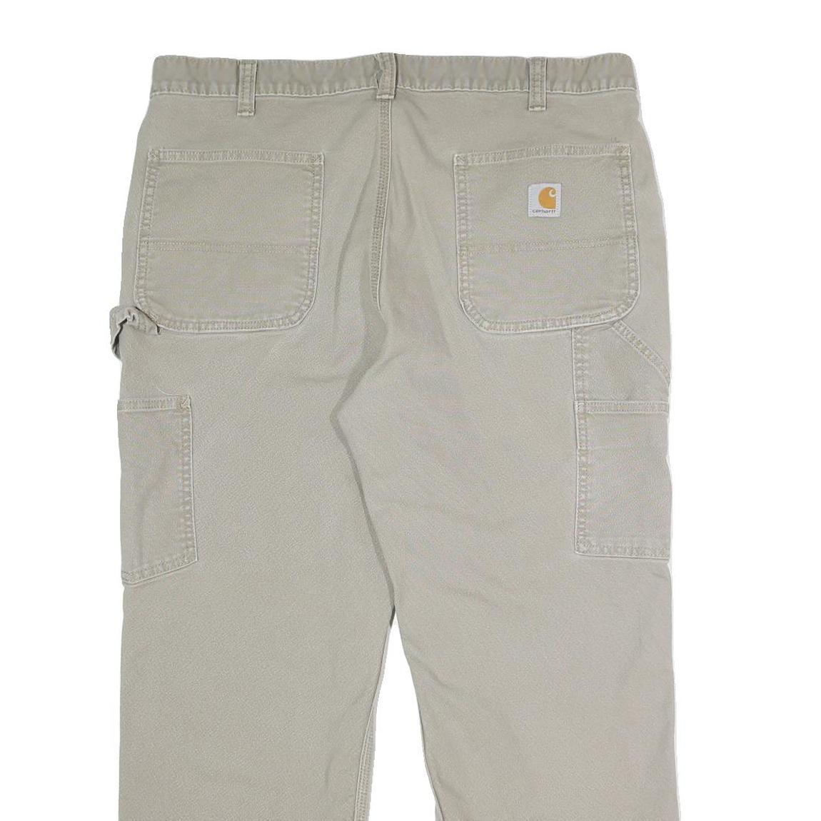 CARHARTT Mens Relaxed Fit Beige Cotton Blend Trouser W38 L30 Workwear Zip