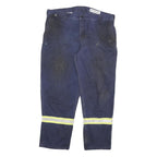 CARHARTT Mens Cotton Blend Navy Reflective Strip Relaxed Workwear Trousers W40