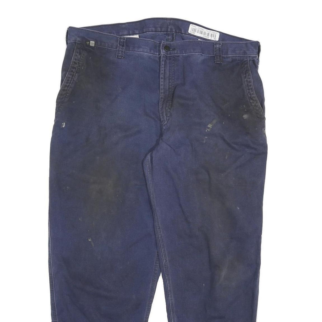 CARHARTT Mens Cotton Blend Navy Reflective Strip Relaxed Workwear Trousers W40