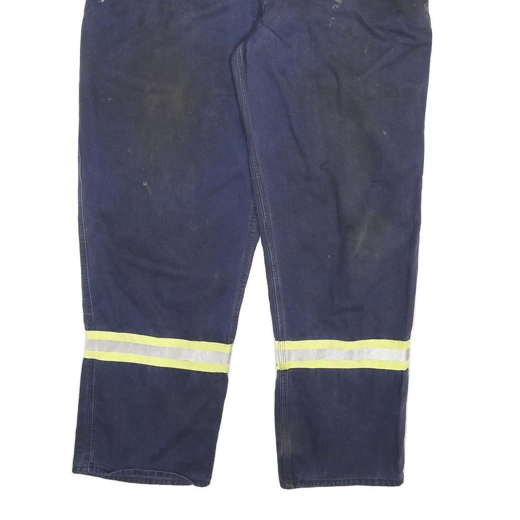 CARHARTT Mens Cotton Blend Navy Reflective Strip Relaxed Workwear Trousers W40