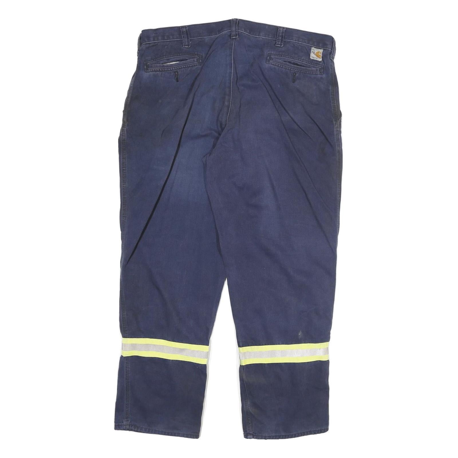 CARHARTT Mens Cotton Blend Navy Reflective Strip Relaxed Workwear Trousers W40