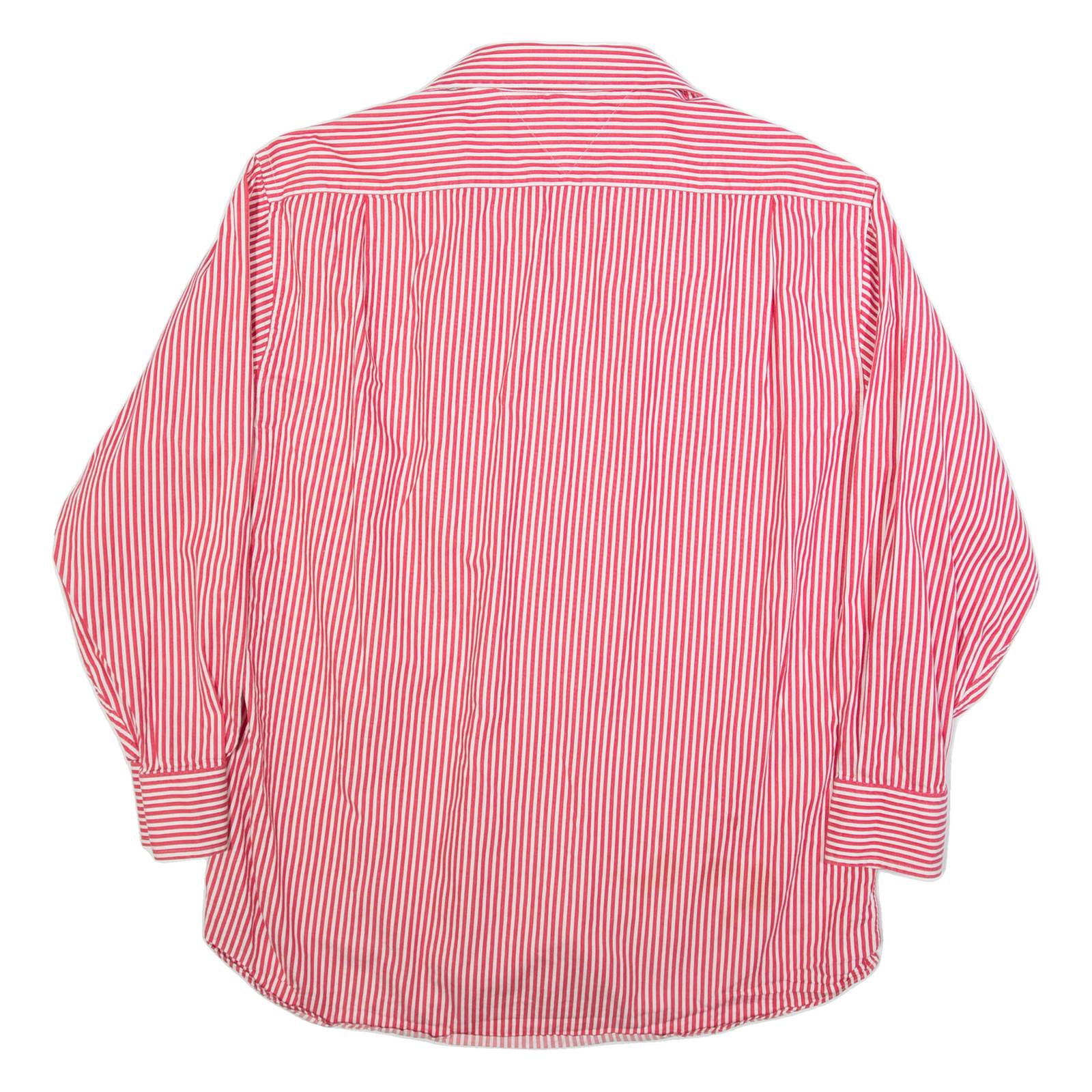 TOMMY HILFIGER Mens Shirt Red Striped Long Sleeve XL