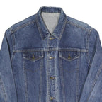 JUNIOR JEANS Mens Blue Cotton Denim Jacket S Button Plain Casual Classic Fit