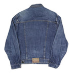 JUNIOR JEANS Mens Blue Cotton Denim Jacket S Button Plain Casual Classic Fit