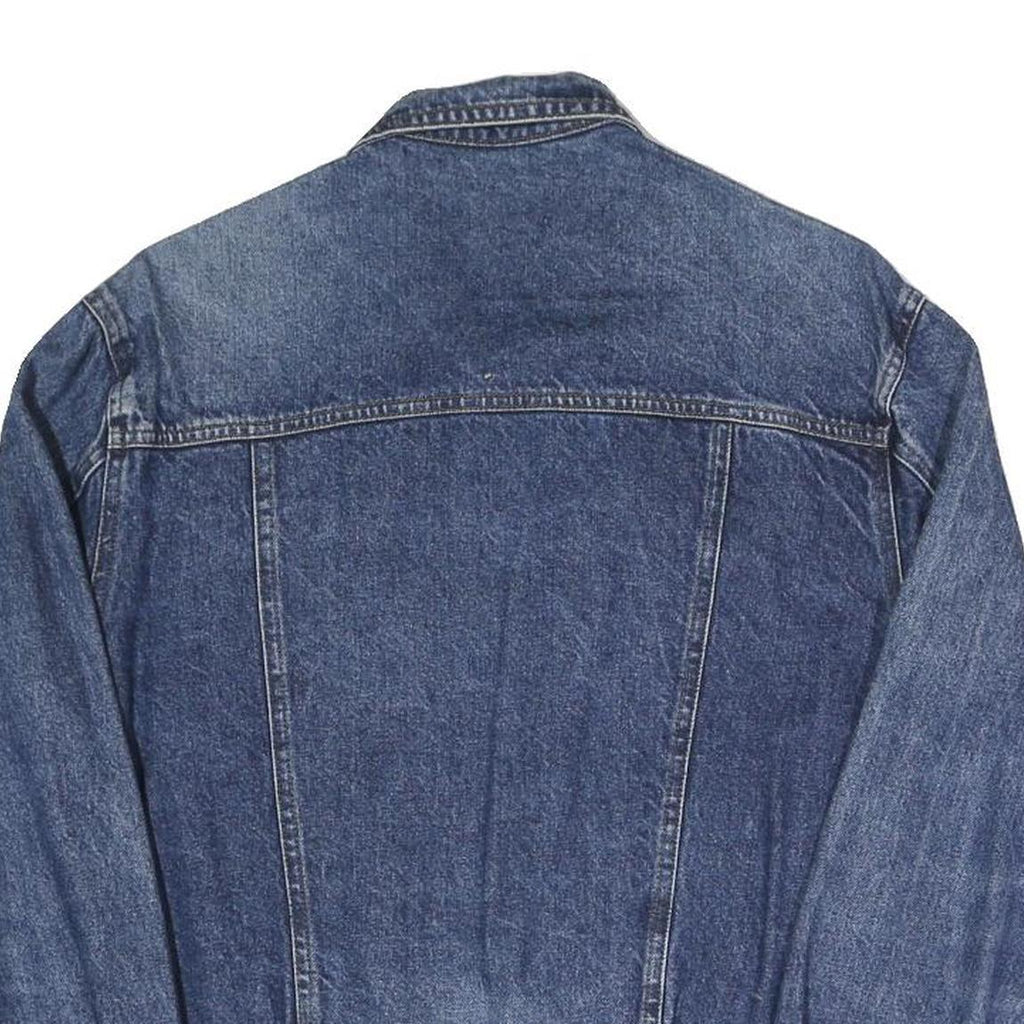 JUNIOR JEANS Mens Blue Cotton Denim Jacket S Button Plain Casual Classic Fit
