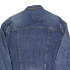 JUNIOR JEANS Mens Blue Cotton Denim Jacket S Button Plain Casual Classic Fit