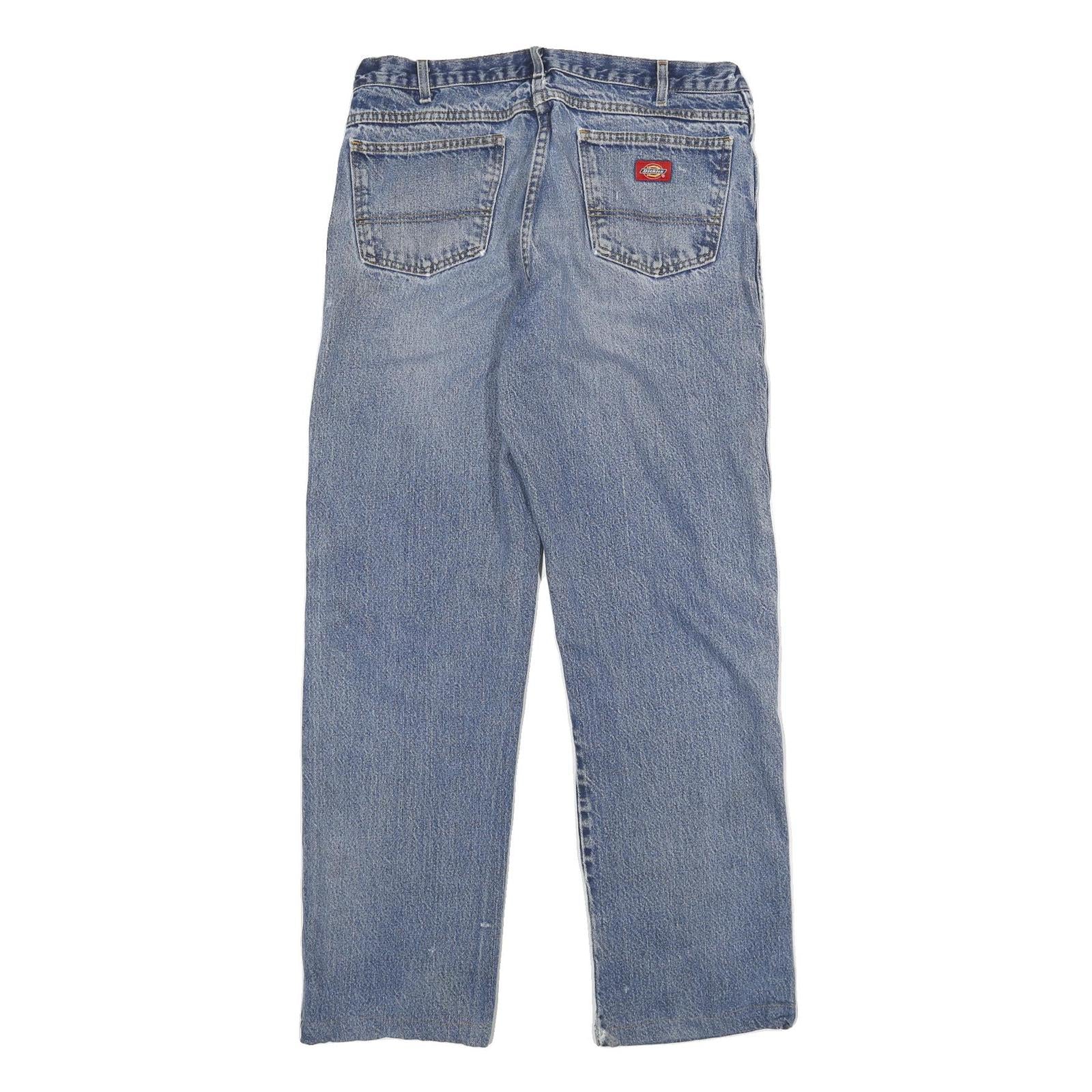 DICKIES Mens Blue Regular Jeans Denim W34 L32 Workwear Casual Zip Closure